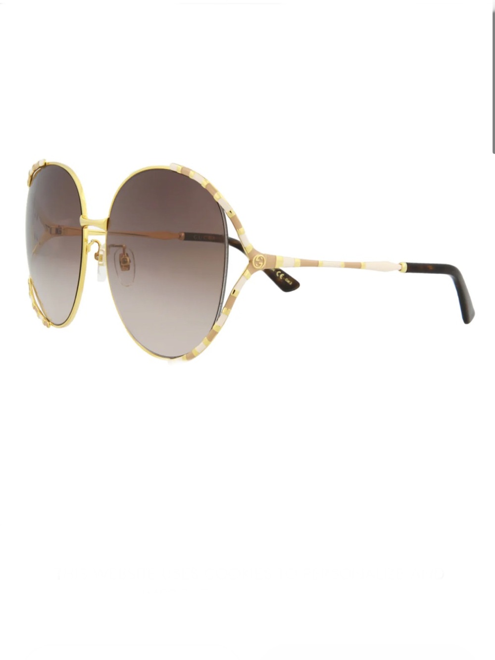 GUCCI Round GG0595S Gold Gradient Brown Sunglasses $595 Retail - Picture 5 of 16